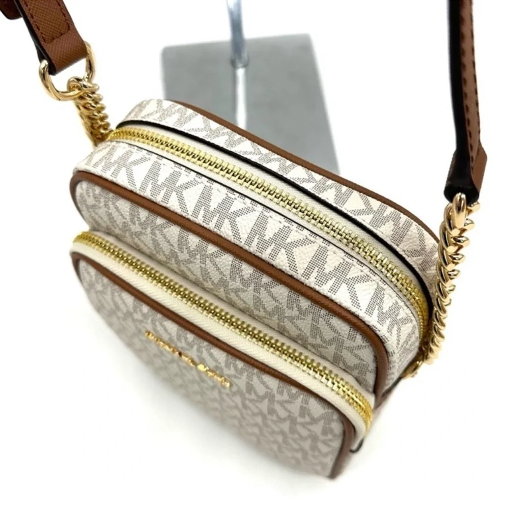 Michael Kors Medium NS Chain Xbody Bag & Jet Set Travel MD ZA Card Case Wallet